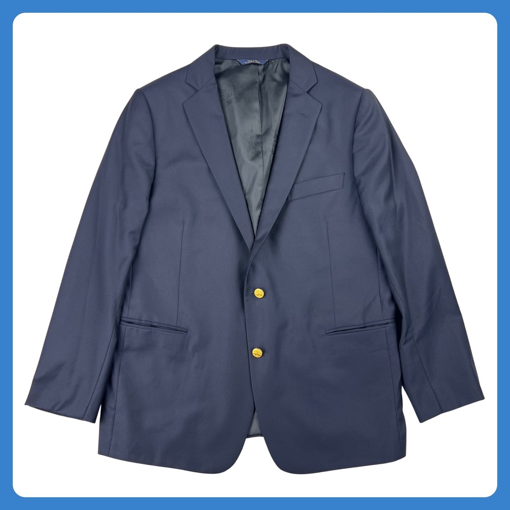 Brooks Brothers‎ Loro Piana Blazer 45R Wool Regent Fit Jacket Gold Buttons READ